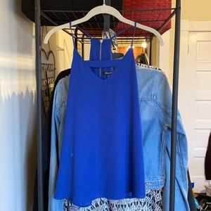 Blue Blouse with gold zipper detail